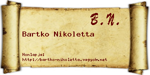 Bartko Nikoletta névjegykártya